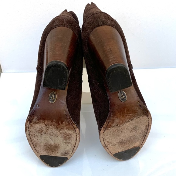 Frye Renee Seam Short Ankle Bootie Distressed Size 8.5 Western Brown Boots - Picture 8 of 14